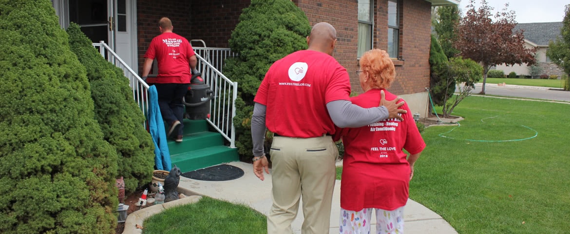 woman being helped through the Feel the Love program