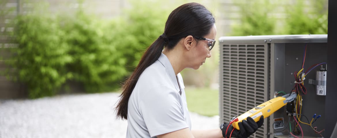 woman working on unit